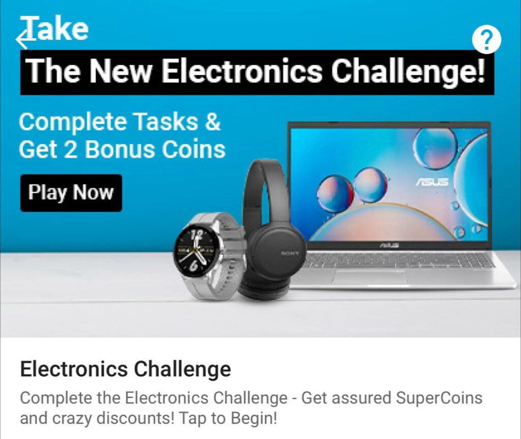Get Free Flipkart Supercoins From Electronics Challenge -