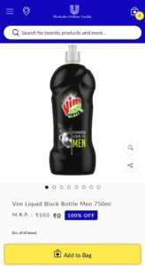 Vim Liquid Black Bottle Men Free