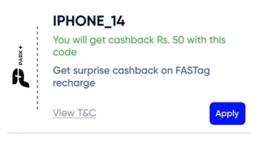 Park+ Fastag Recharge Offer
