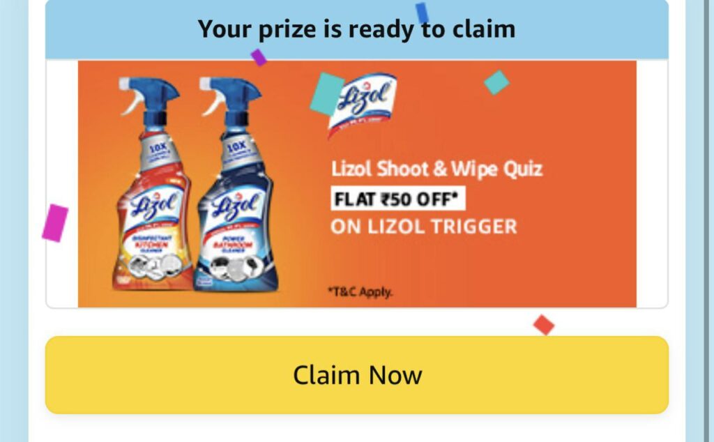 Amazon Lizol Shoot & Wipe Quiz Answers
