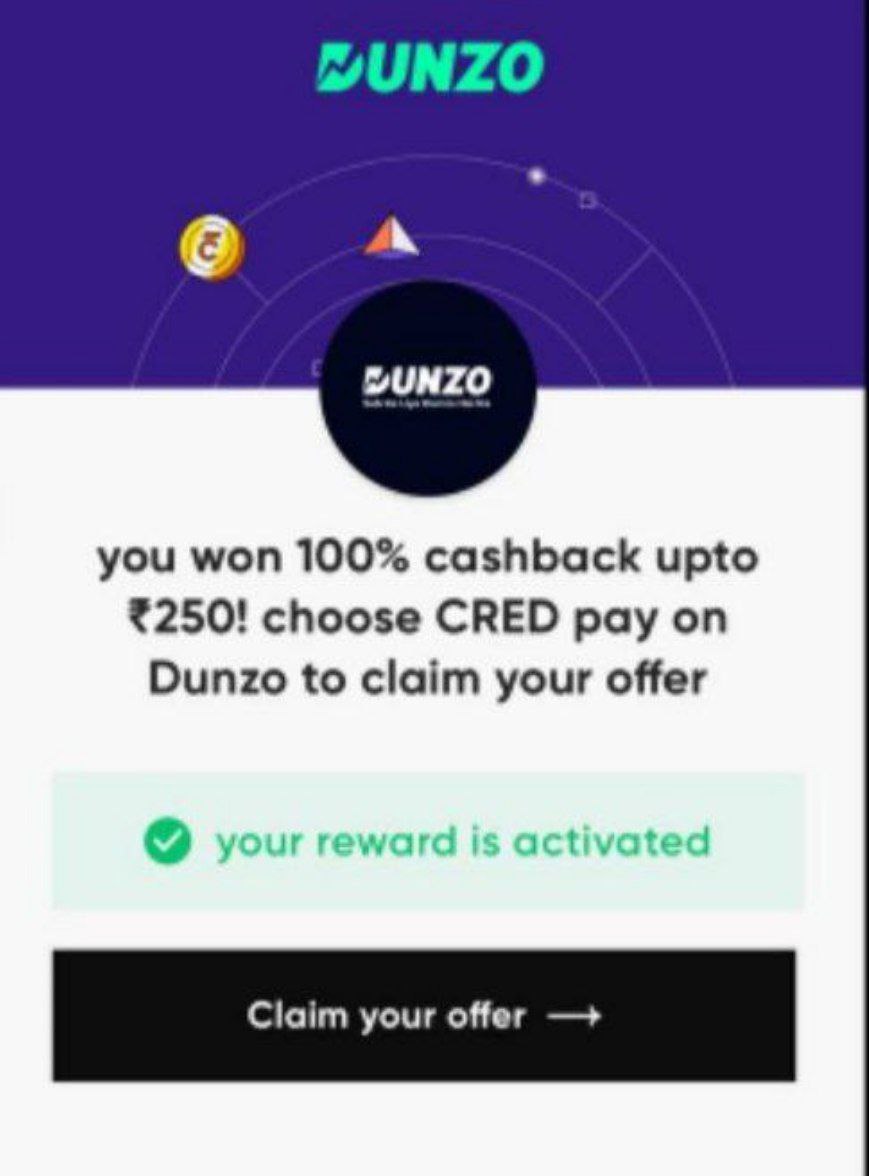 CRED Dunzo App Offer