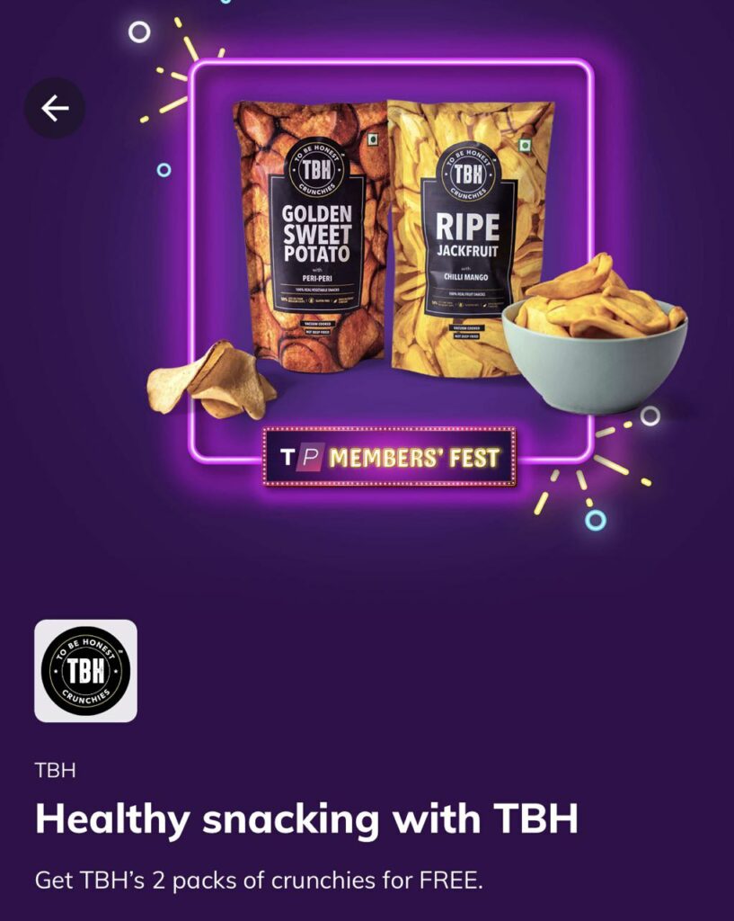 TimesPrime Loot - TBH Pack of 2 Crunchies Worth ₹240 For FREE