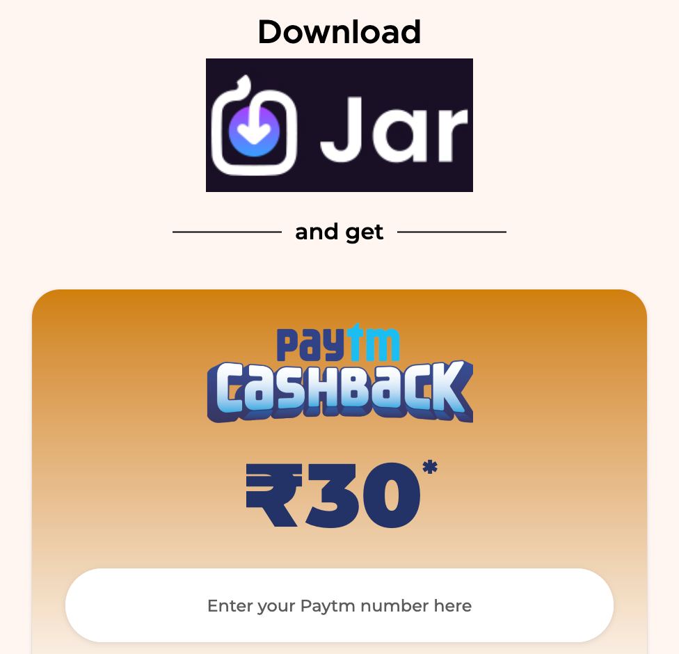 Jar App Loot How to Get FREE ₹30 PayTM Cash