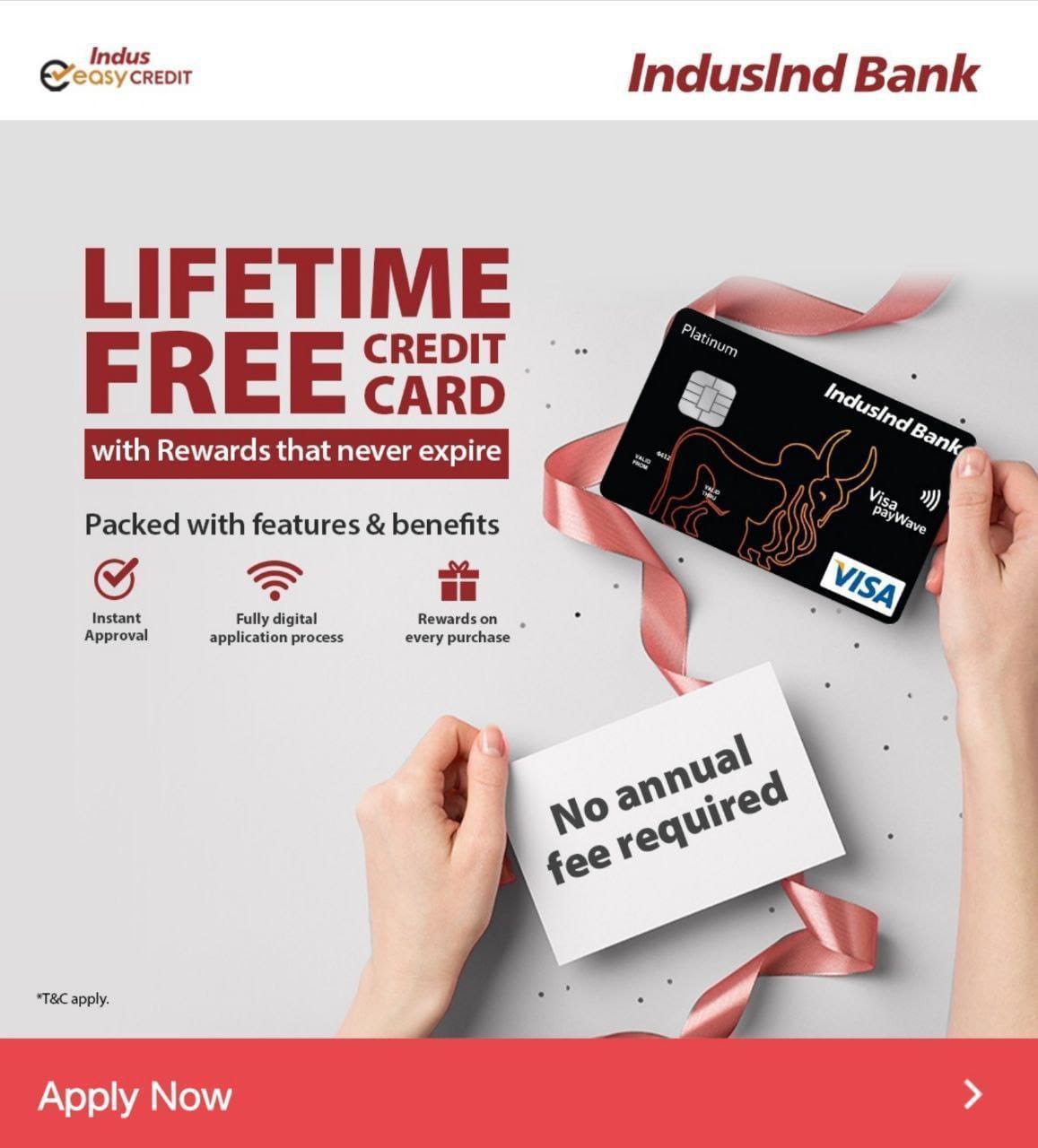 IndusInd Bank Lifetime Free Credit Card