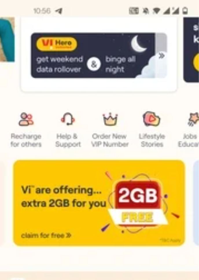 Vi 2 GB Free Data From Vi App 