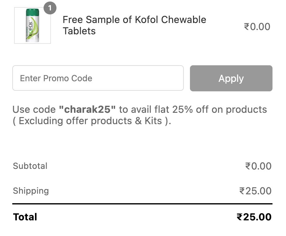 [फ्री का लूट] Charak - Kofol Chewable Tablets For FREE