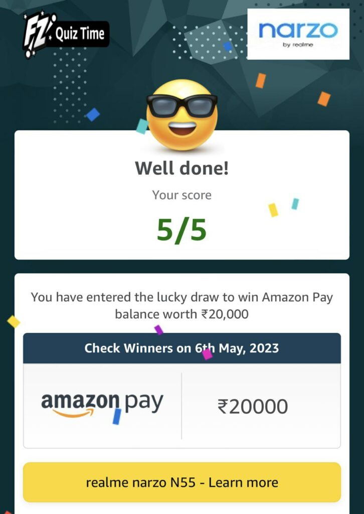 Amazon Realme narzo N55 Quiz Answers