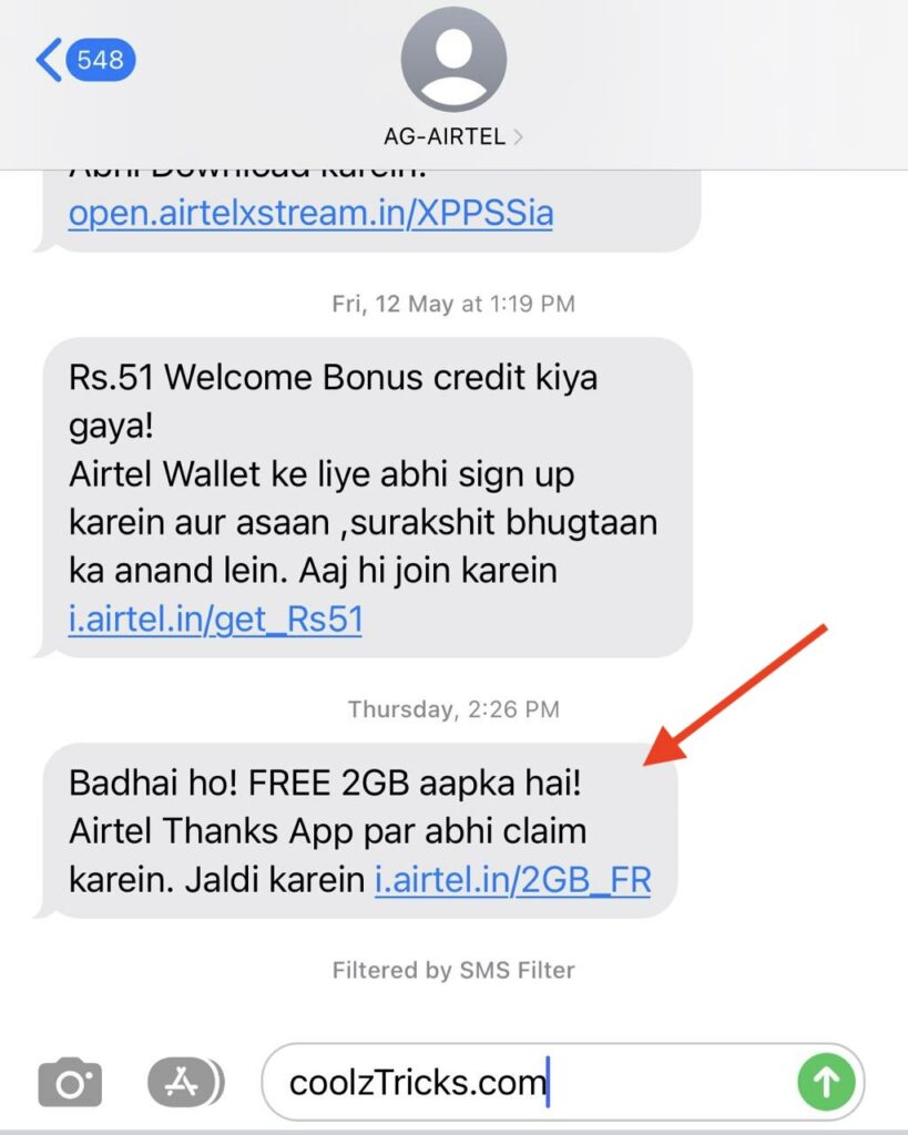 Airtel Thanks app - Claim 1 GB Free Data