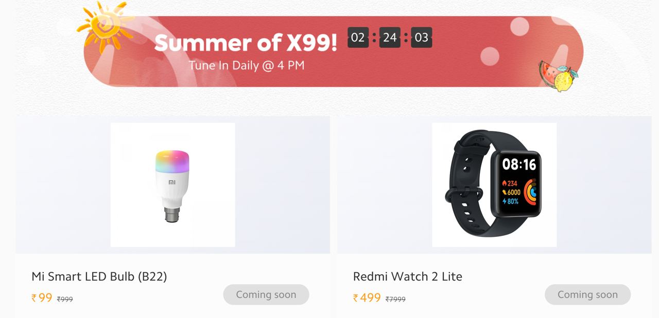 Xiaomi Fan Days ₹99 Flash Sale