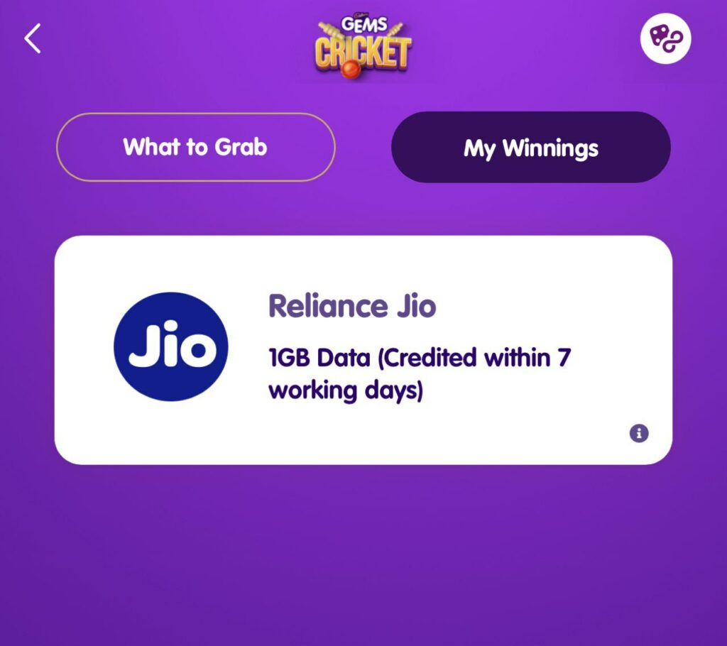 Free Jio data From Gems Cricket Game