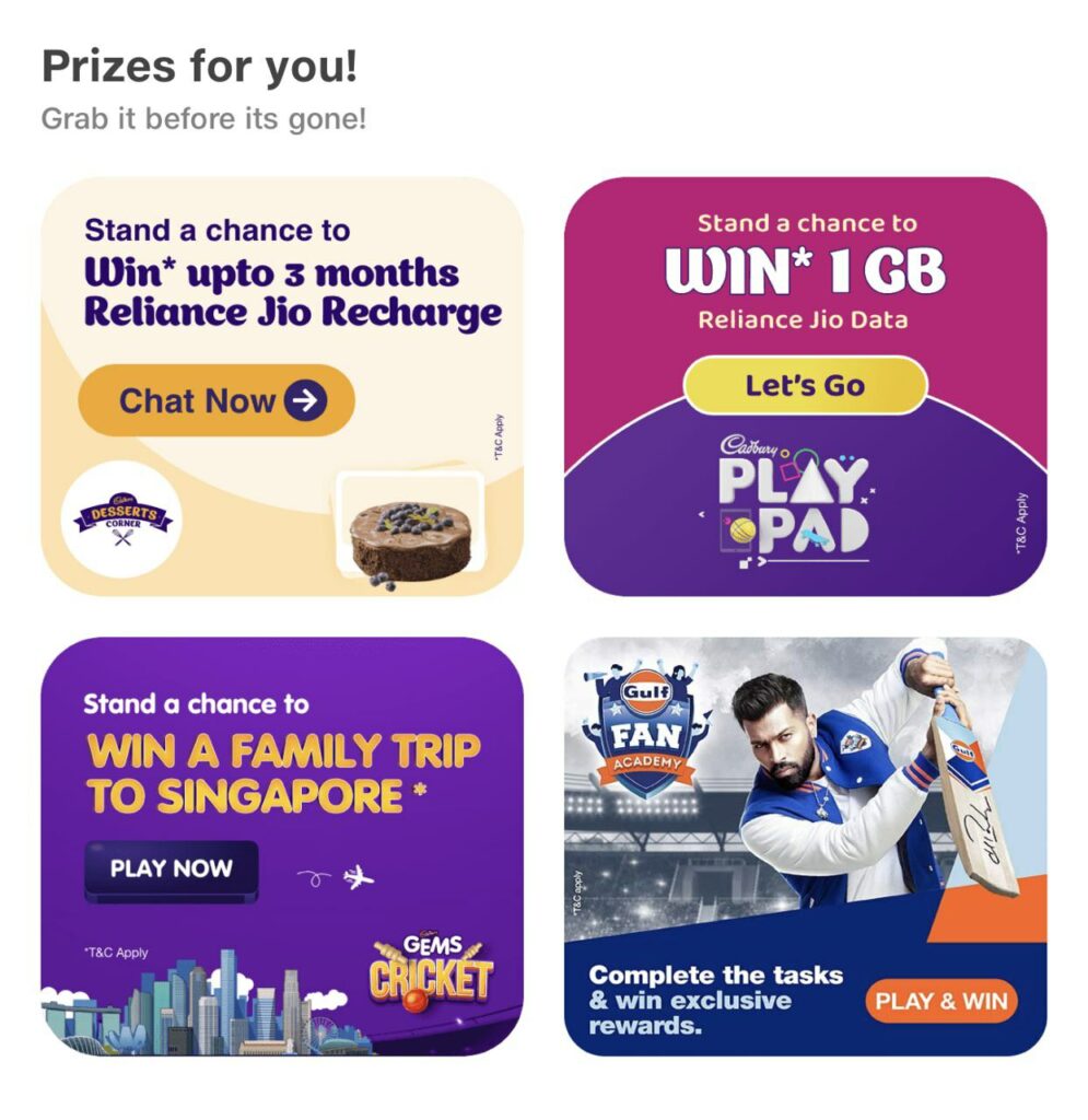 Free Jio data From Gems Cricket Game