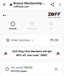 Zoff Bronze Membership Free