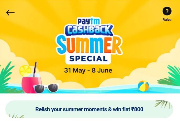 PayTM Cashback Summer Special Game – Collect Cards & Get Assured ₹800 FREE