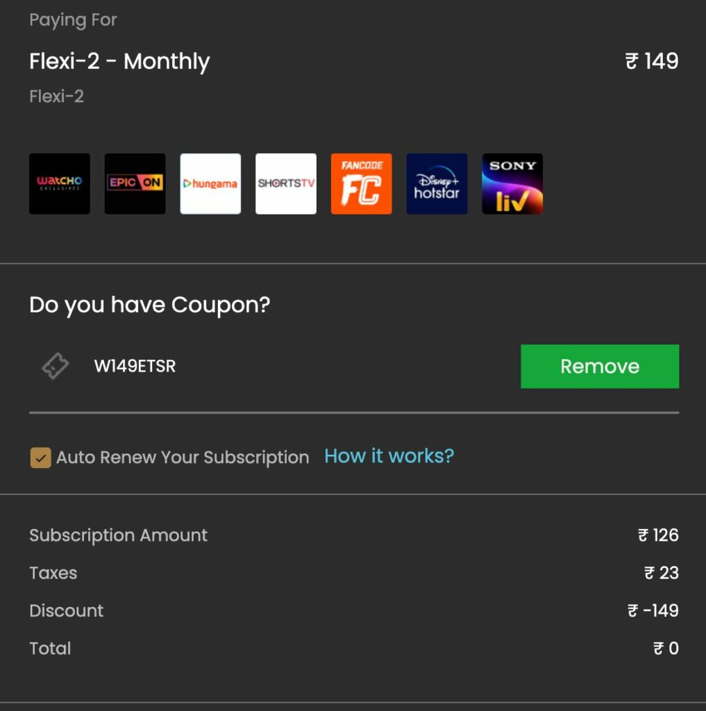 Watcho Loot - Get 1 Month FREE SonyLIV / Hotstar / ZEE5