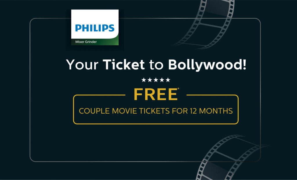 Free 2 Movie Tickets Every Month For 1 Year with Phillips Mixer Grinder Free 2 Movie Tickets Every Month For 1 Year with Phillips Mixer Grinder