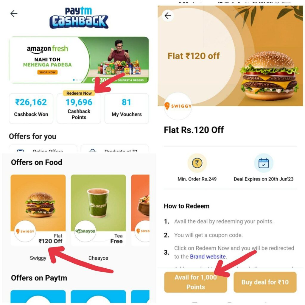 Paytm Swiggy Offer - Get Flat ₹120 Cashback 