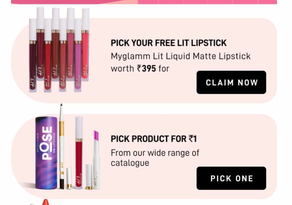 MyGlamm Friendship offer - Claim FREE Makeup | Just Pay shipping