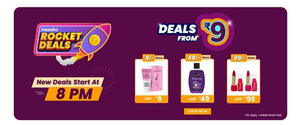 Meesho Rocket Deals Loot: Get Products at ₹9 Only