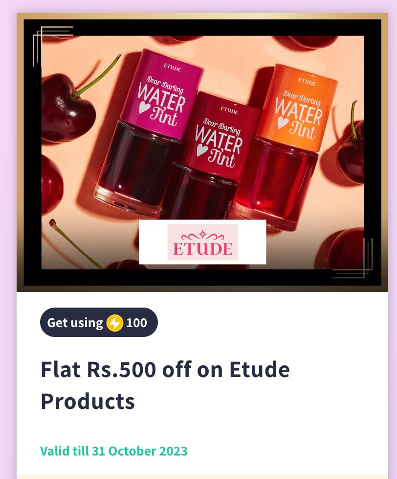 Myntra Insider Etude Products Loot: Get 500 Off on No Min. Purchase.