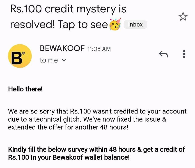 Bewakoof Loot : ₹100 Free Credit