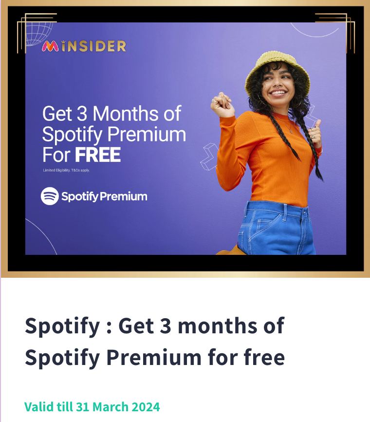 Myntra Insider loot : Spotify 3 months membership for FREE