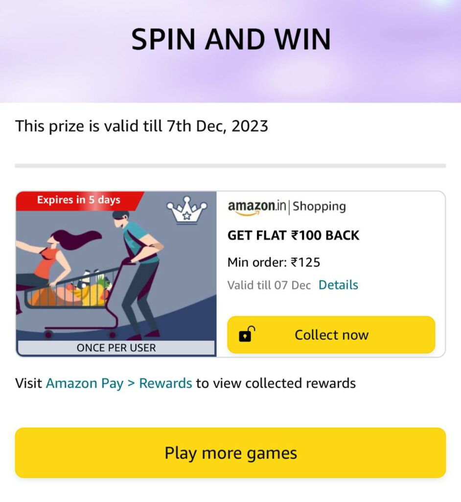 Amazon Spin & Win Shopping Cashback