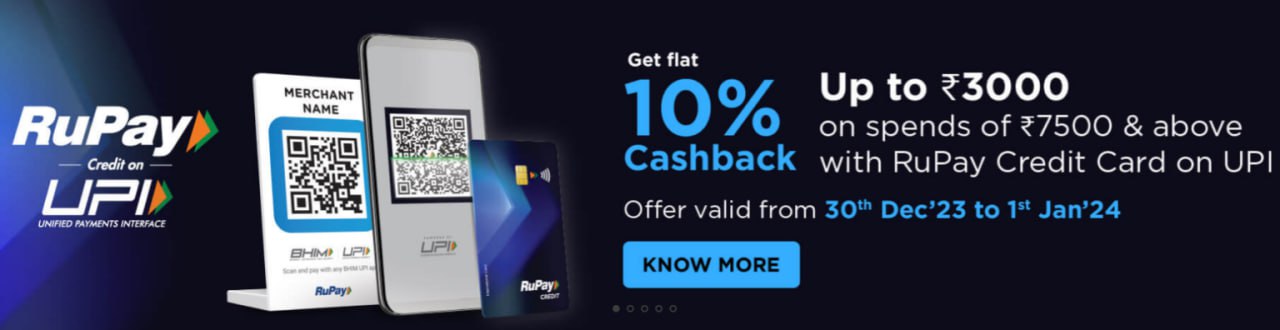 RuPay Credit card UPI offer : Claim 10% Upto ₹3000 Cashback On Everything