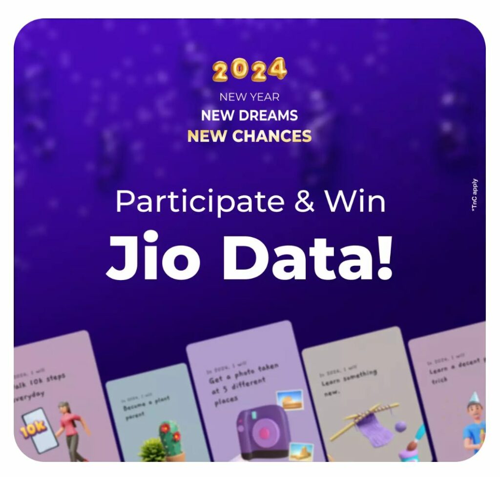 Jio Happy New Year 2024 : Win 1 GB Free Jio Data