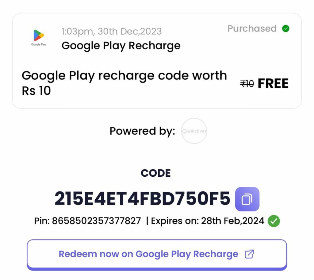 MagicPin FREE ₹10 & ₹20 Google Play Redeem codes | 1st January 2024