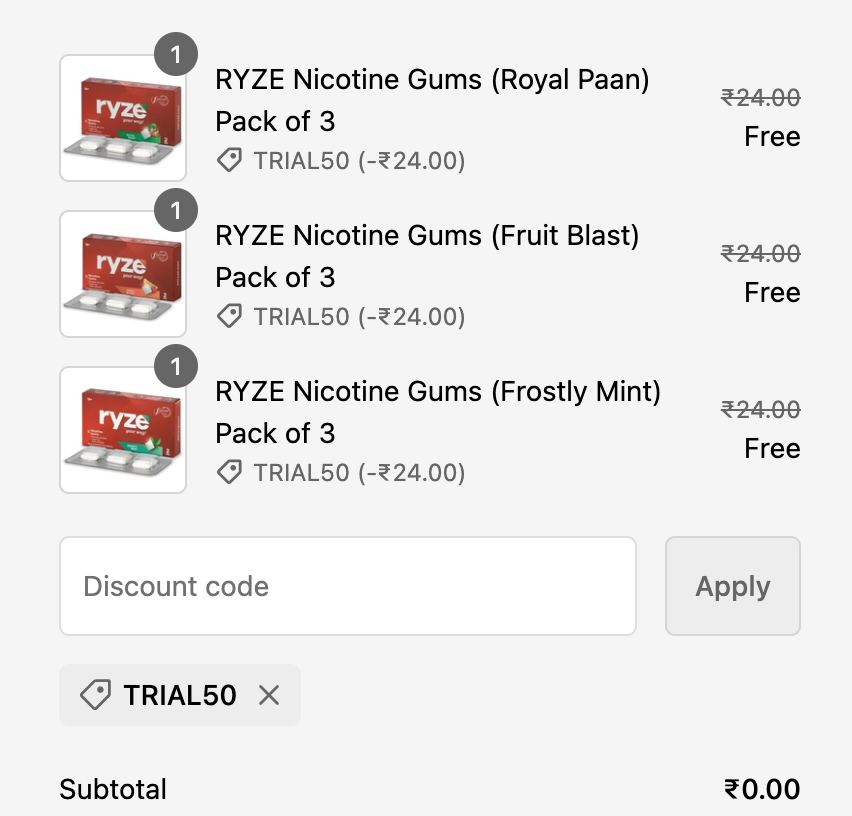 Ryze Nicotine Gums FREE Sample