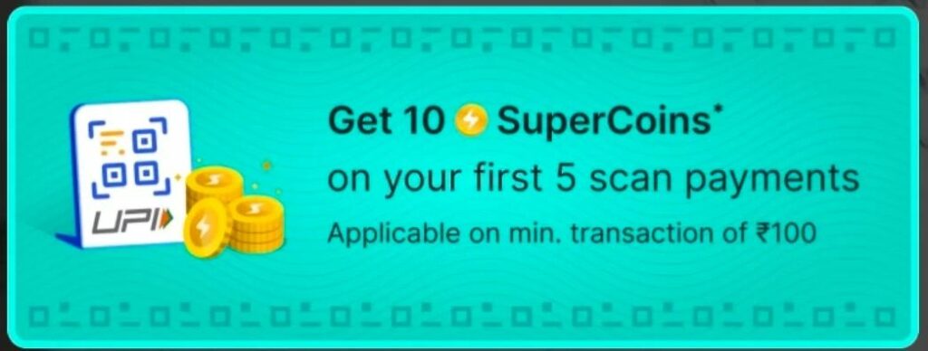 Flipkart UPI offer : Scan & Pay Flat 50 Supercoins on 5 Txns 