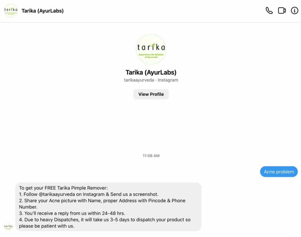 Tarika free sample offer