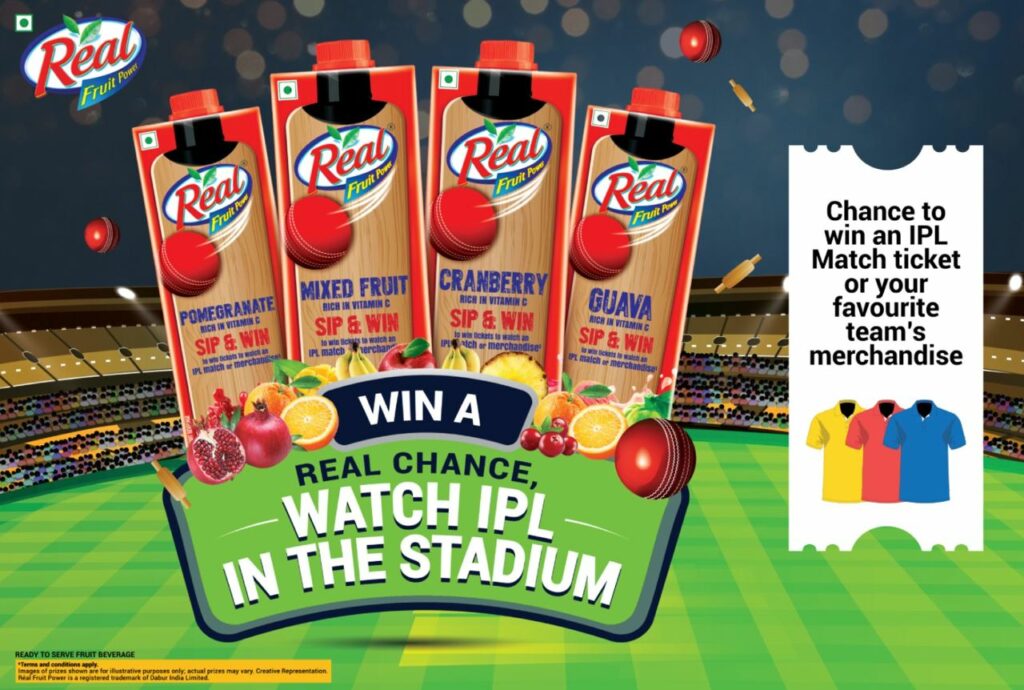 Real Juice Sip & win offer : How to Win FREE IPL Team's Merchandises