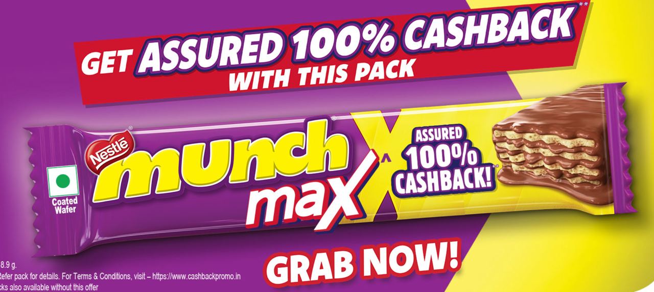 FREE Munch Chocolates Of ₹20 : Claim 100% Cashback in Bank Account