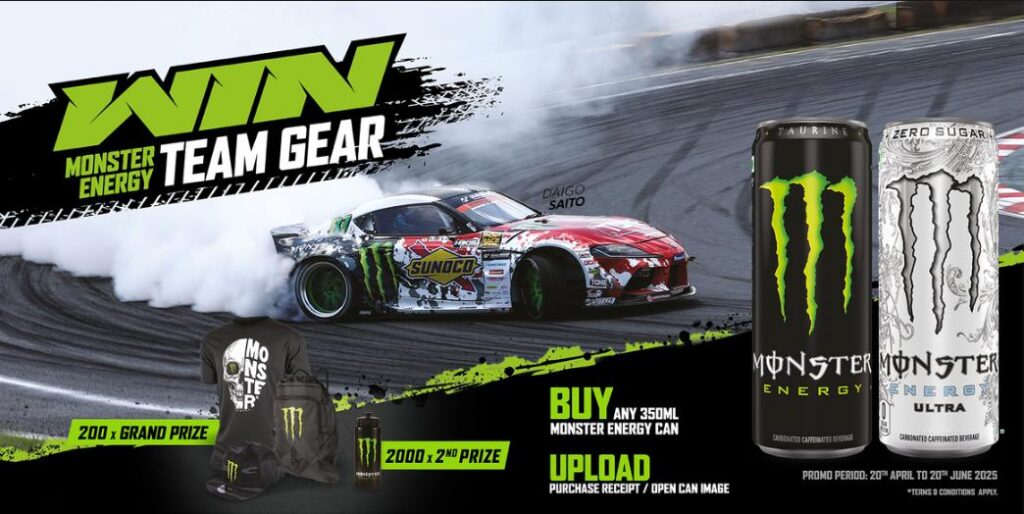 Monster Energy Drink Contest: Win FREE T-shirt, Bag, Cap, Sipper Bottles