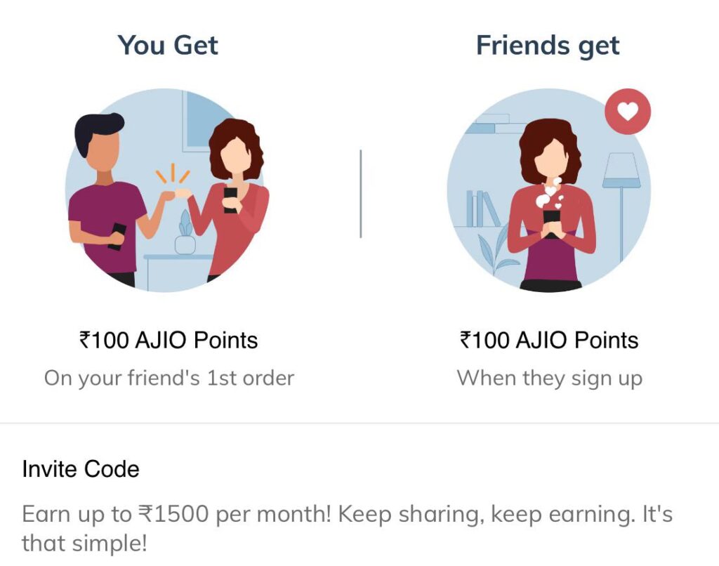 Ajio referral code : Refer & Earn