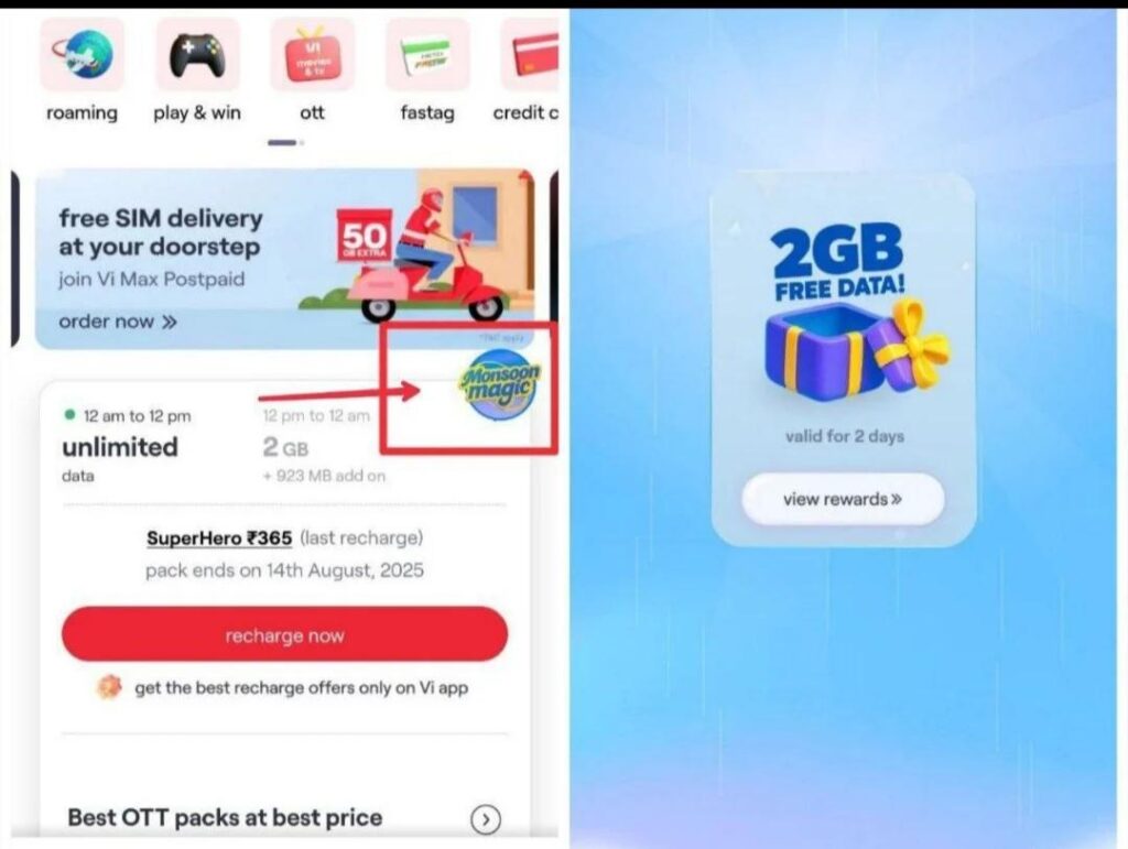FREE 2 GB Vi Data From Monsoon Magic Offer