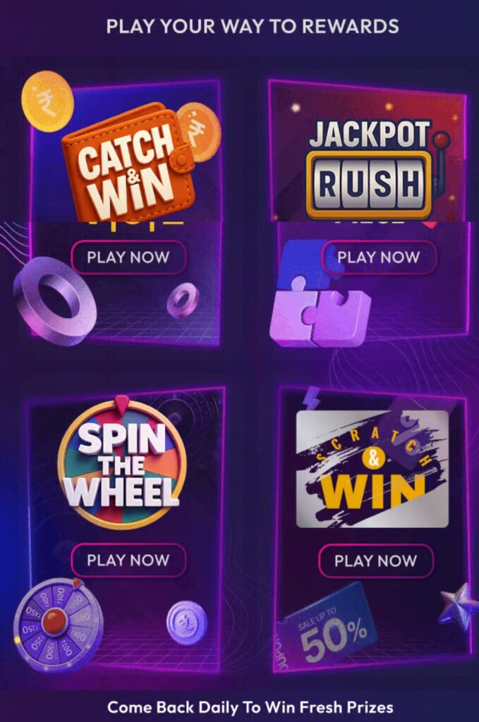 Tata Cliq & Play Game Free Cash 