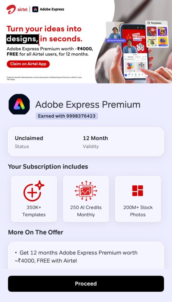 FREE Adobe Express Premium for 12 Months | Airtel Offer